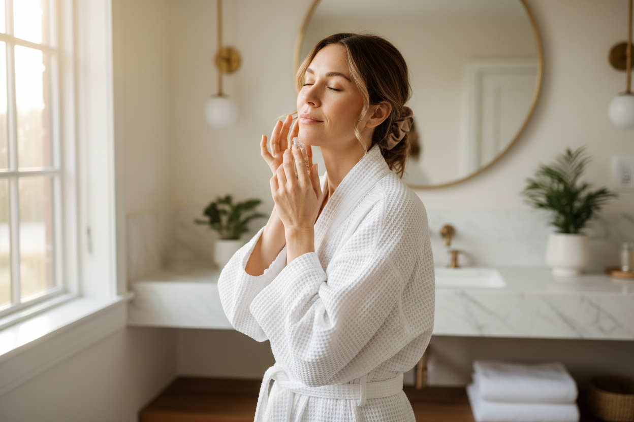 lady doing skin care